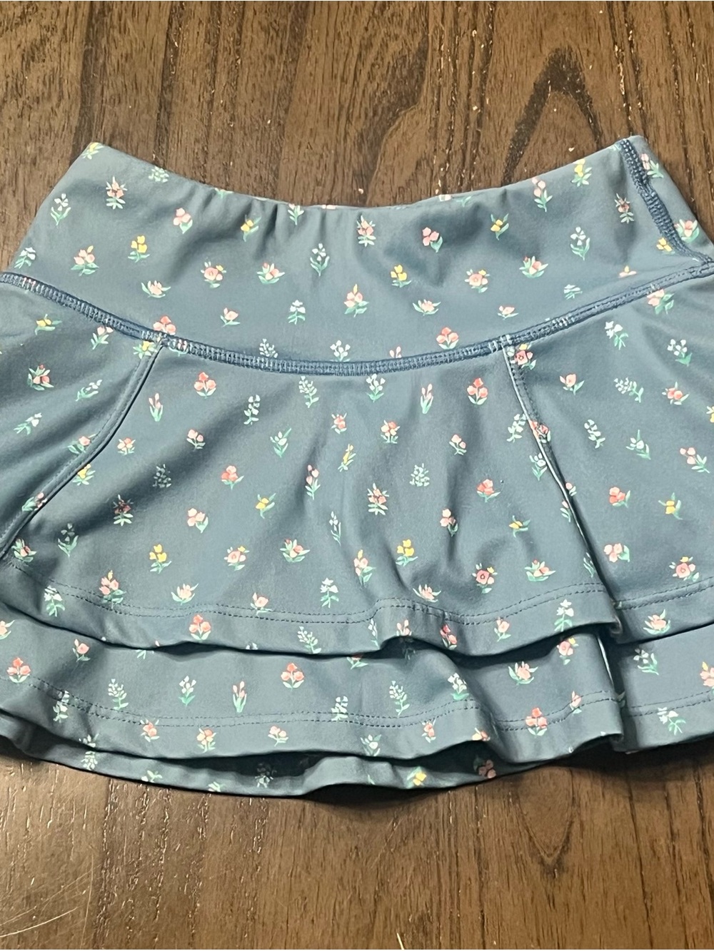 SweetHoney Floral Ruffle Skater Skirt - Teal with Pink & Yellow
